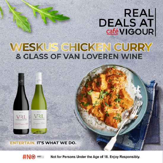 Weskus Chicken Curry & Glass of Van Loveren Special